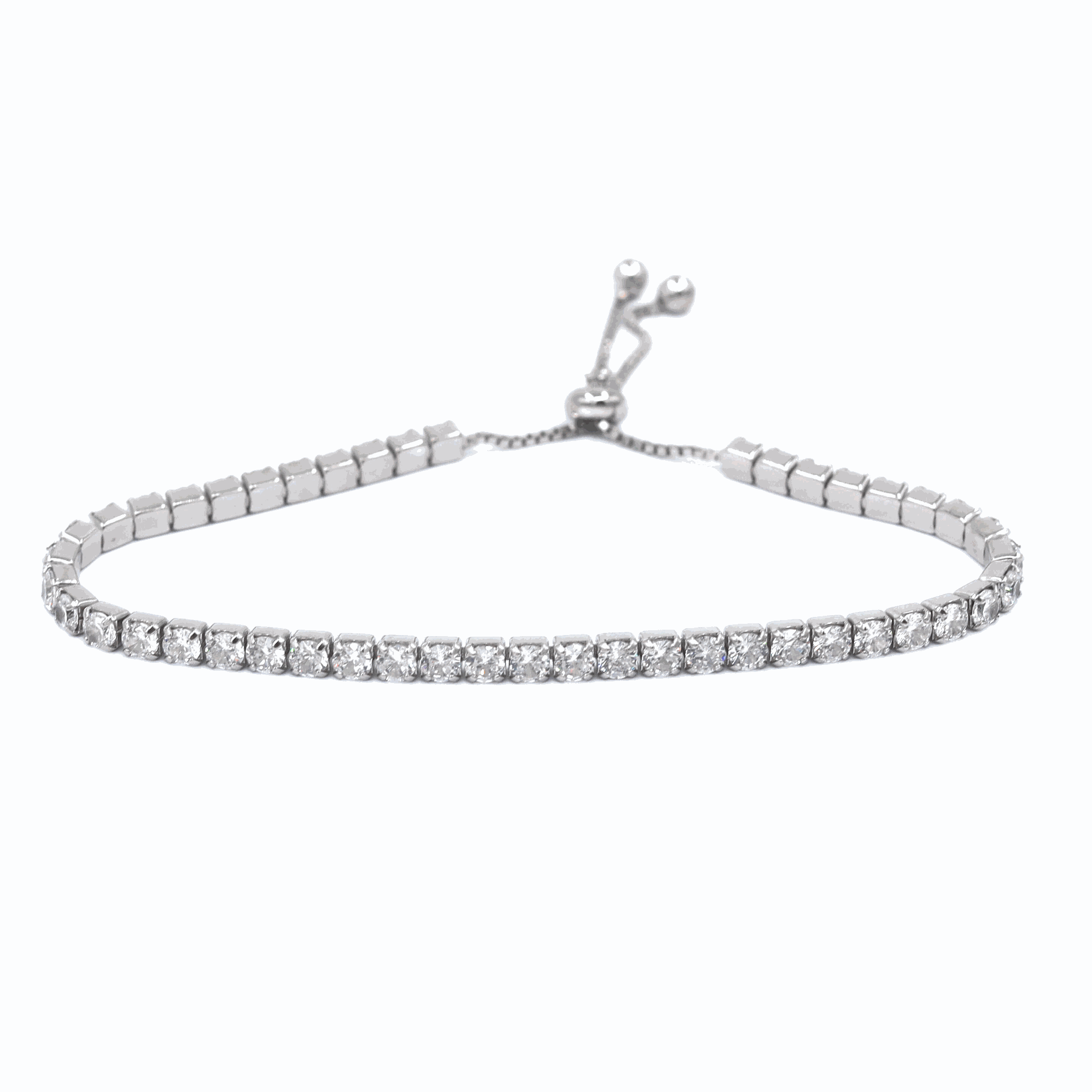 Tennis bracelet in sterling silver, showcased on a white background