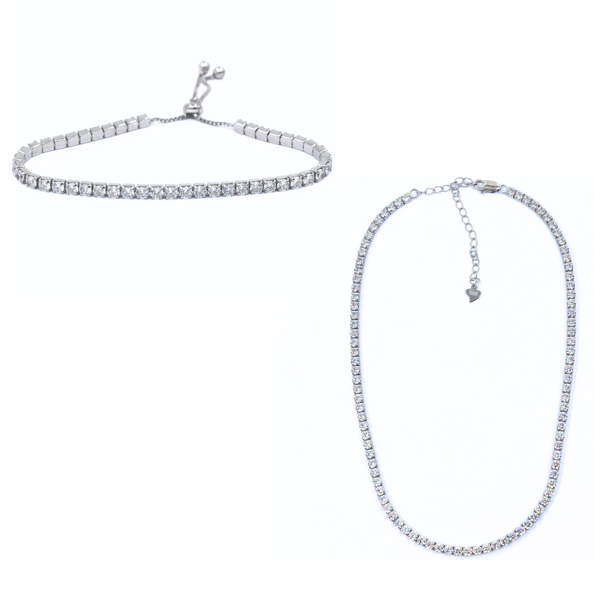 Tennis Dream-necklace and bracelet, sterling silver jewelry