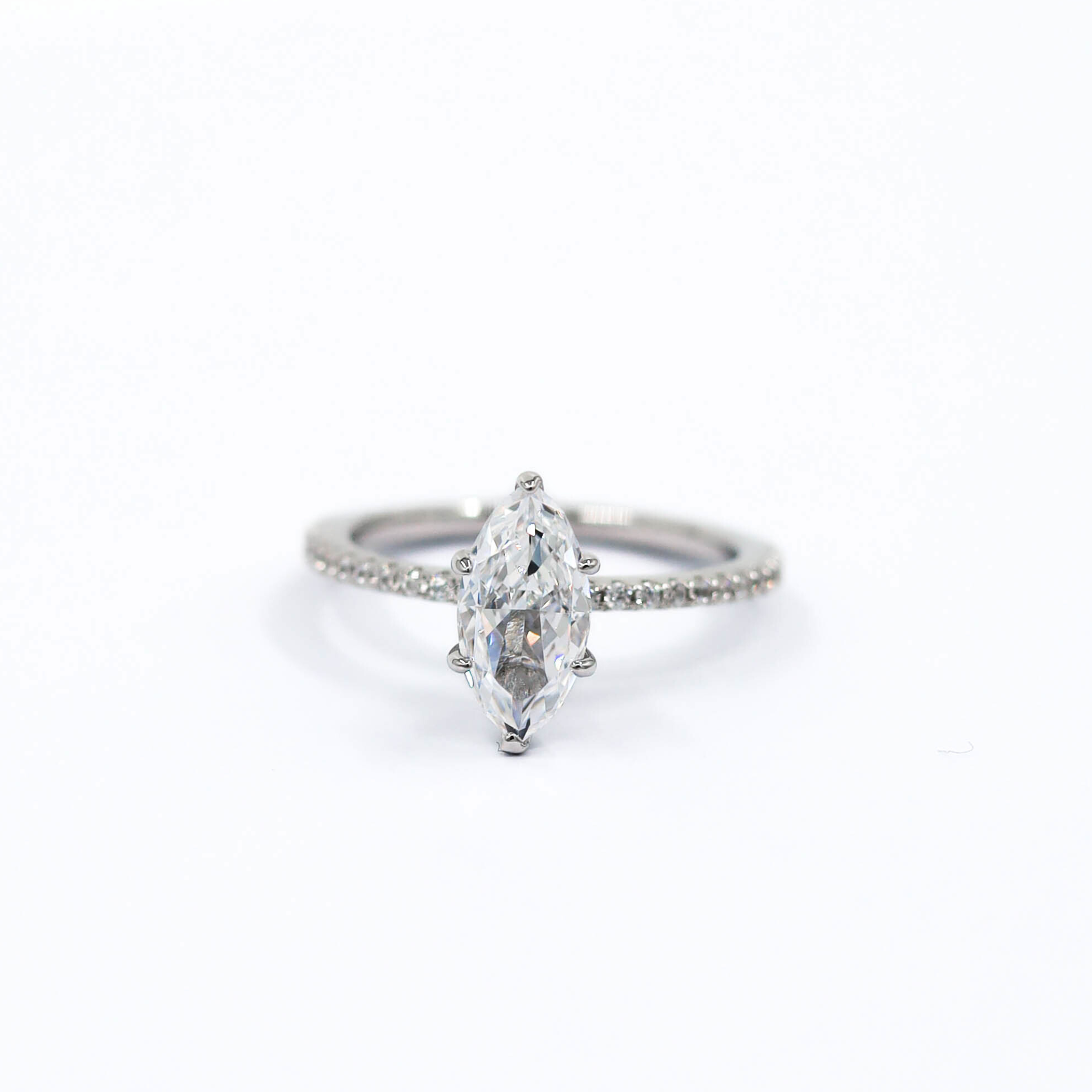 Marquise Cut Ring in sterling silver, showcased on a white background