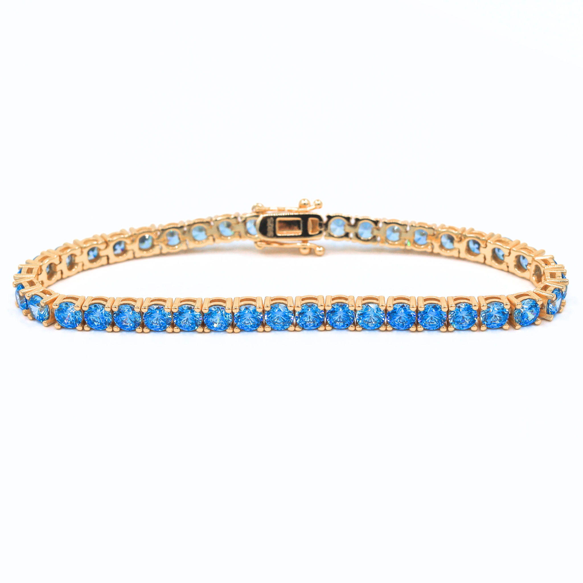 Aqua Dream Tennis Bracelet-Blue 925 silver tennis bracelet gold plated