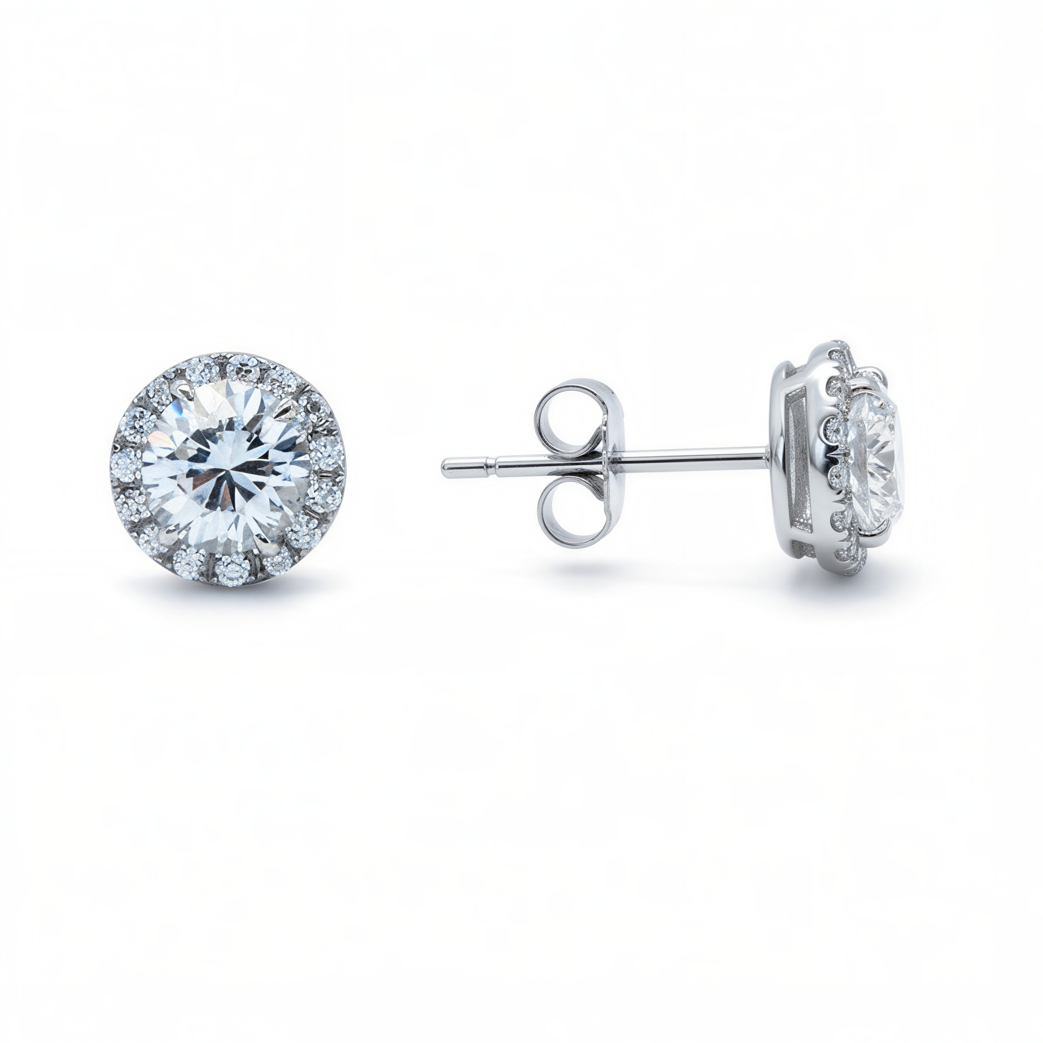 Round Cut Stud Earrings Ayshe in Silver
