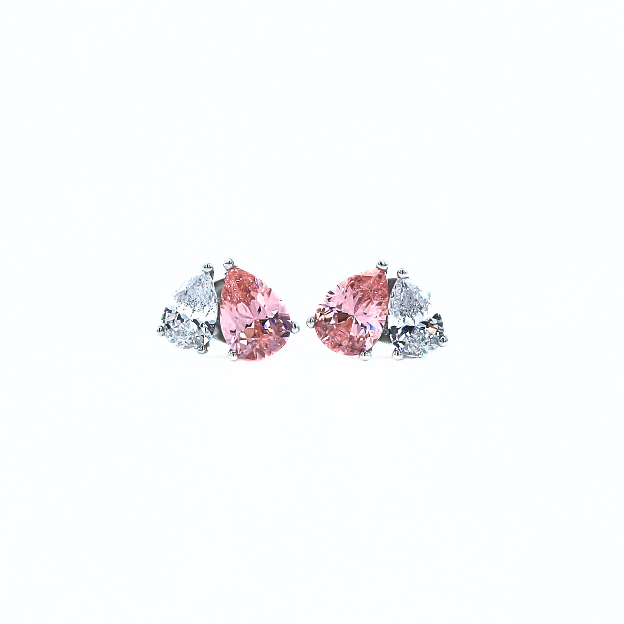 Boucles d'oreilles en forme de larme rose et blanche – Pink dream