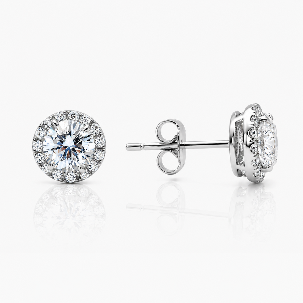 Round Cut Stud Earrings Ayshe in Silver