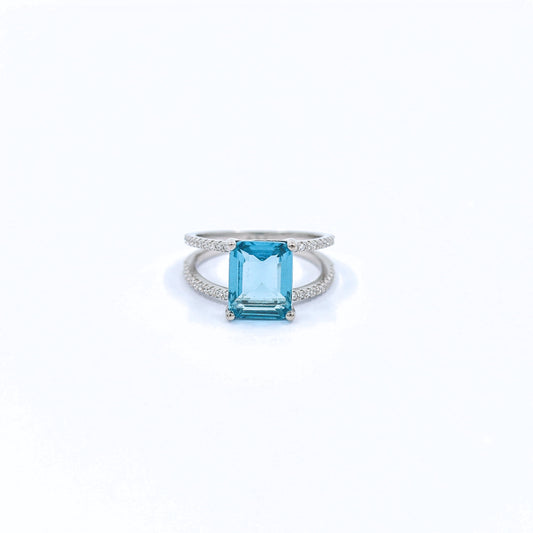 Rectangular Ring Blue Dimension