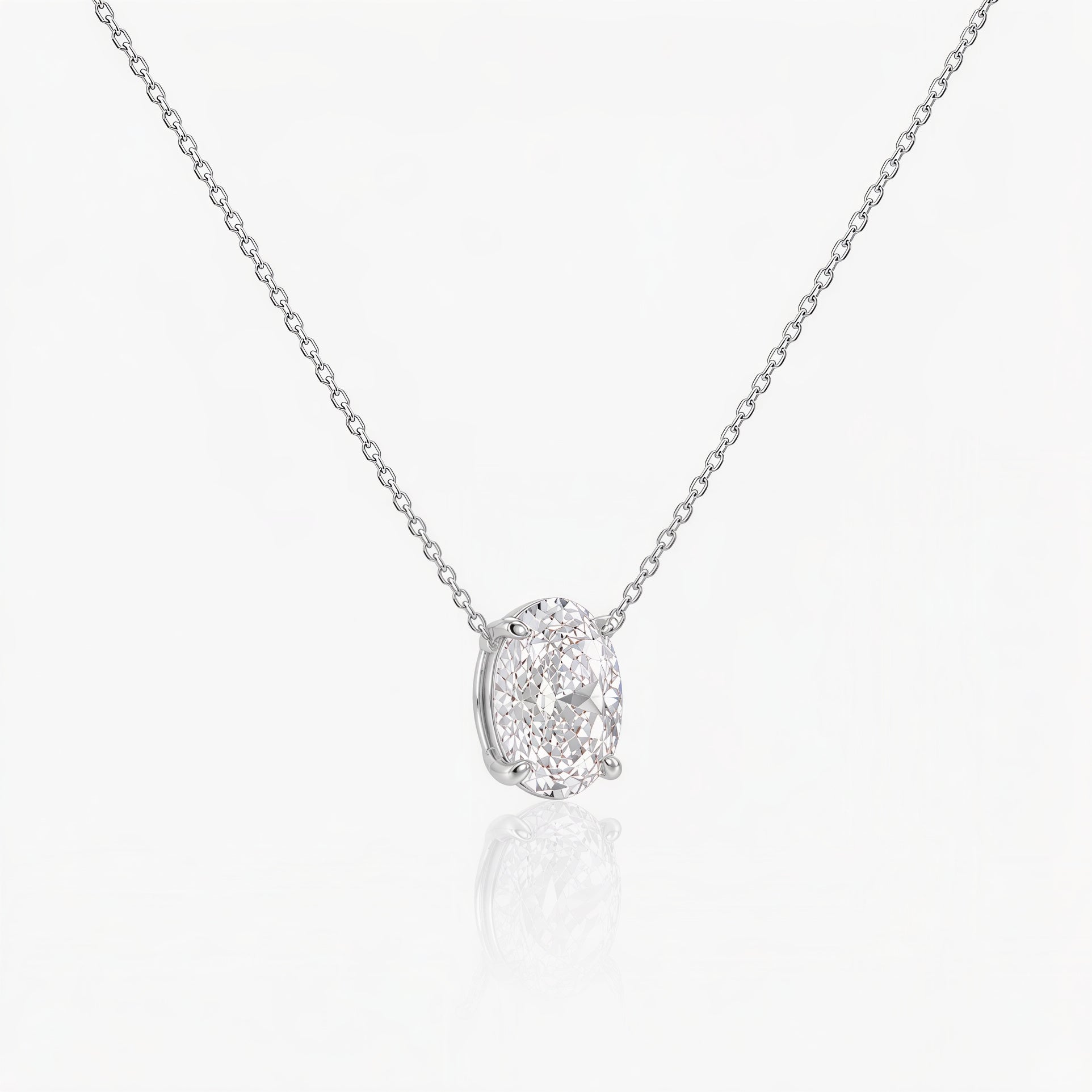 Oval Necklace Anika in Silver