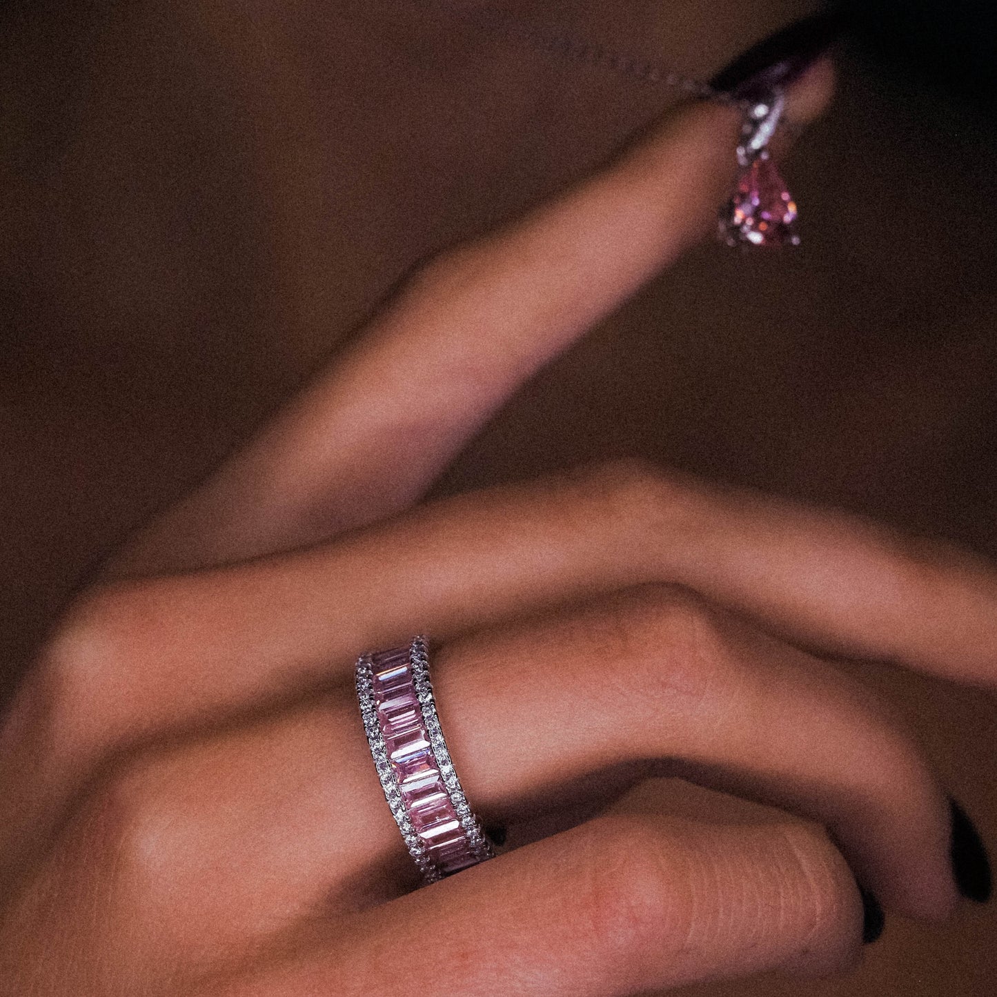 Rectangular Cut Ring Pink Velvet