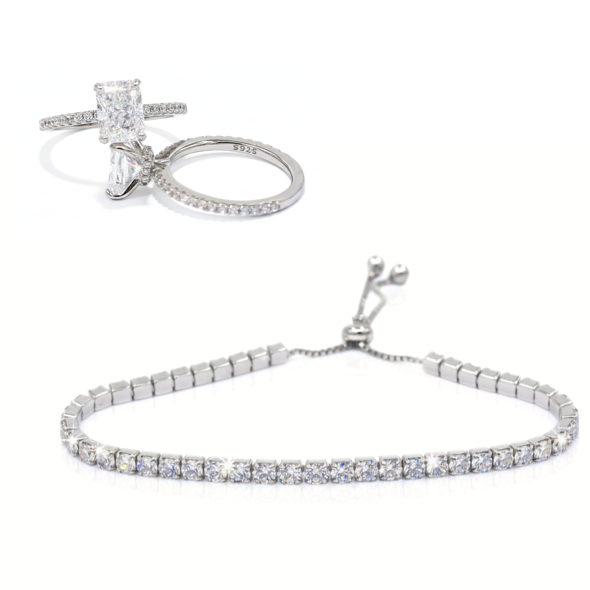 Пръстен и гривна - комплектът тенис